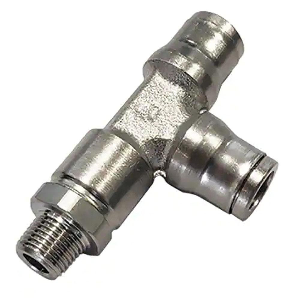 Legris Push-to-Connect Tube x Male x Tube x Male BSPT Fitting: Stud Run Tee, BSPT, 10.00 mm OD - 3603 10 17