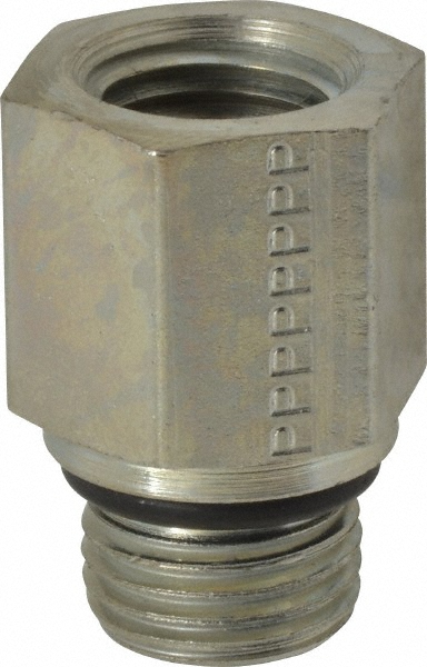Parker Industrial Pipe Adapter: 1/4" Female Thread, 1/8" Male Thread, MNPTF x FNPTF - PT-00035