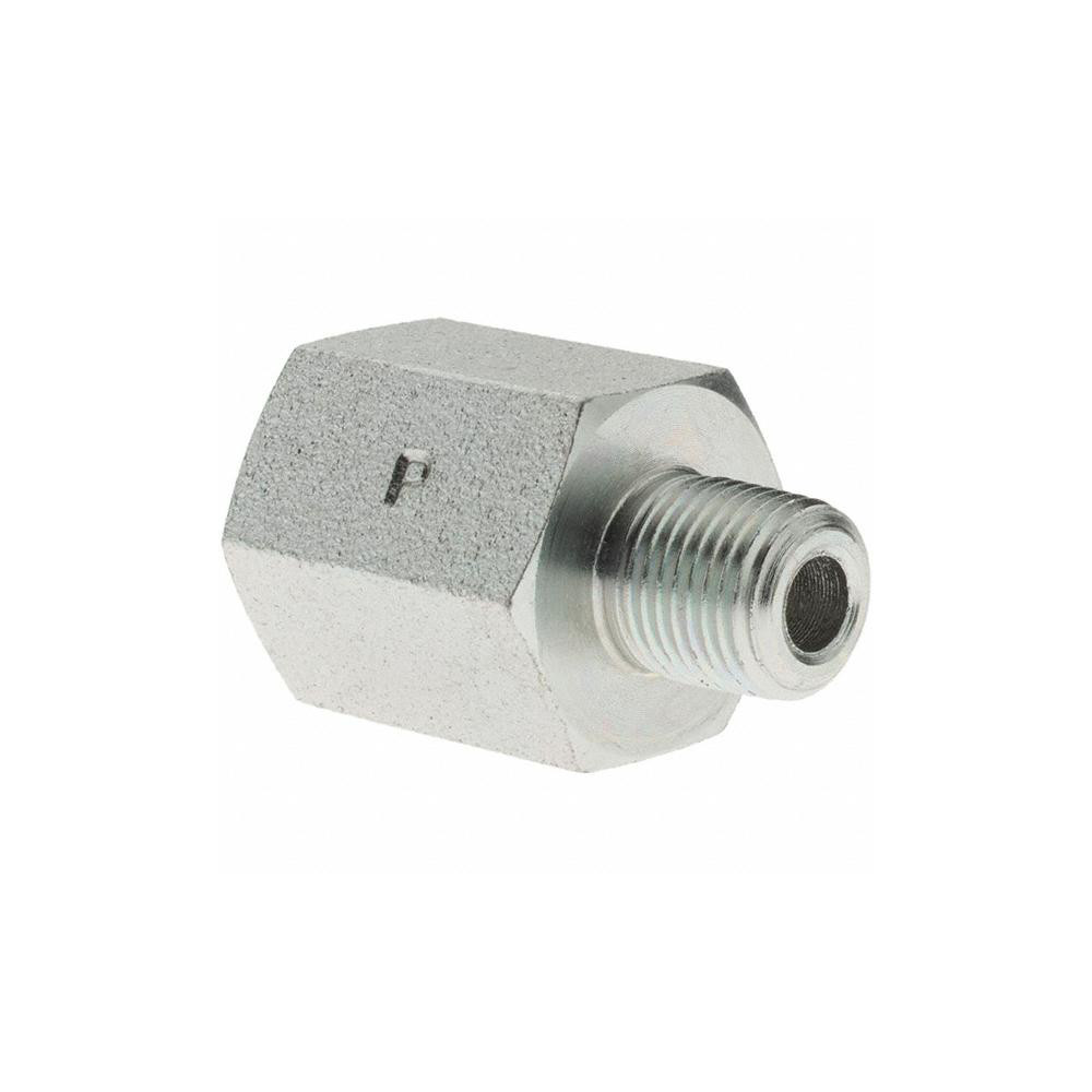 Parker Industrial Pipe Adapter: 1/4" Female Thread, 1/8" Male Thread, MNPTF x FNPTF - PT-00035