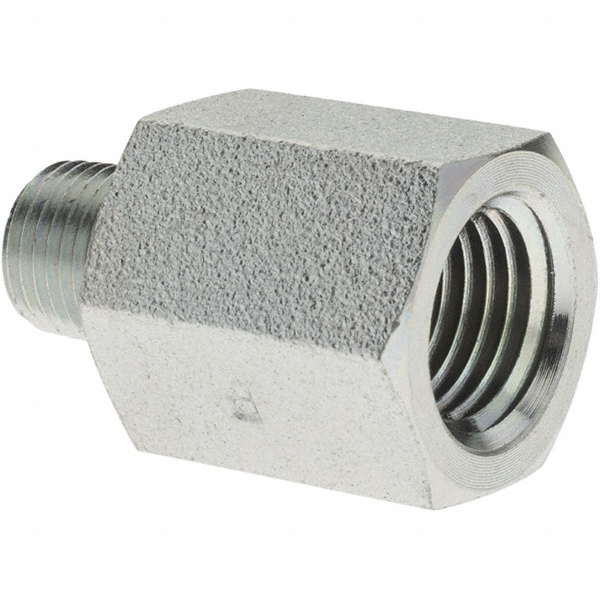 Parker Industrial Pipe Adapter: 1/4" Female Thread, 1/8" Male Thread, MNPTF x FNPTF - PT-00035