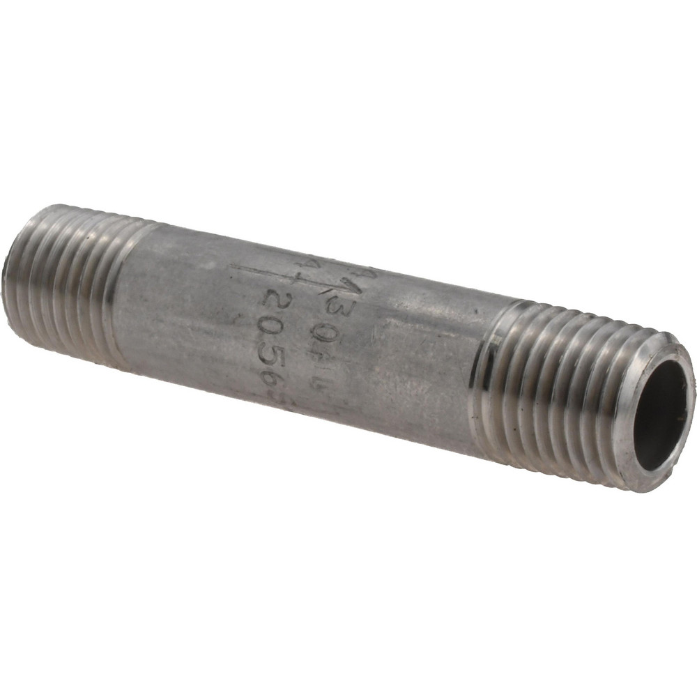Merit Brass Stainless Steel Pipe Nipple: 1/4" Pipe, Grade 304 & 304L - 4004-250