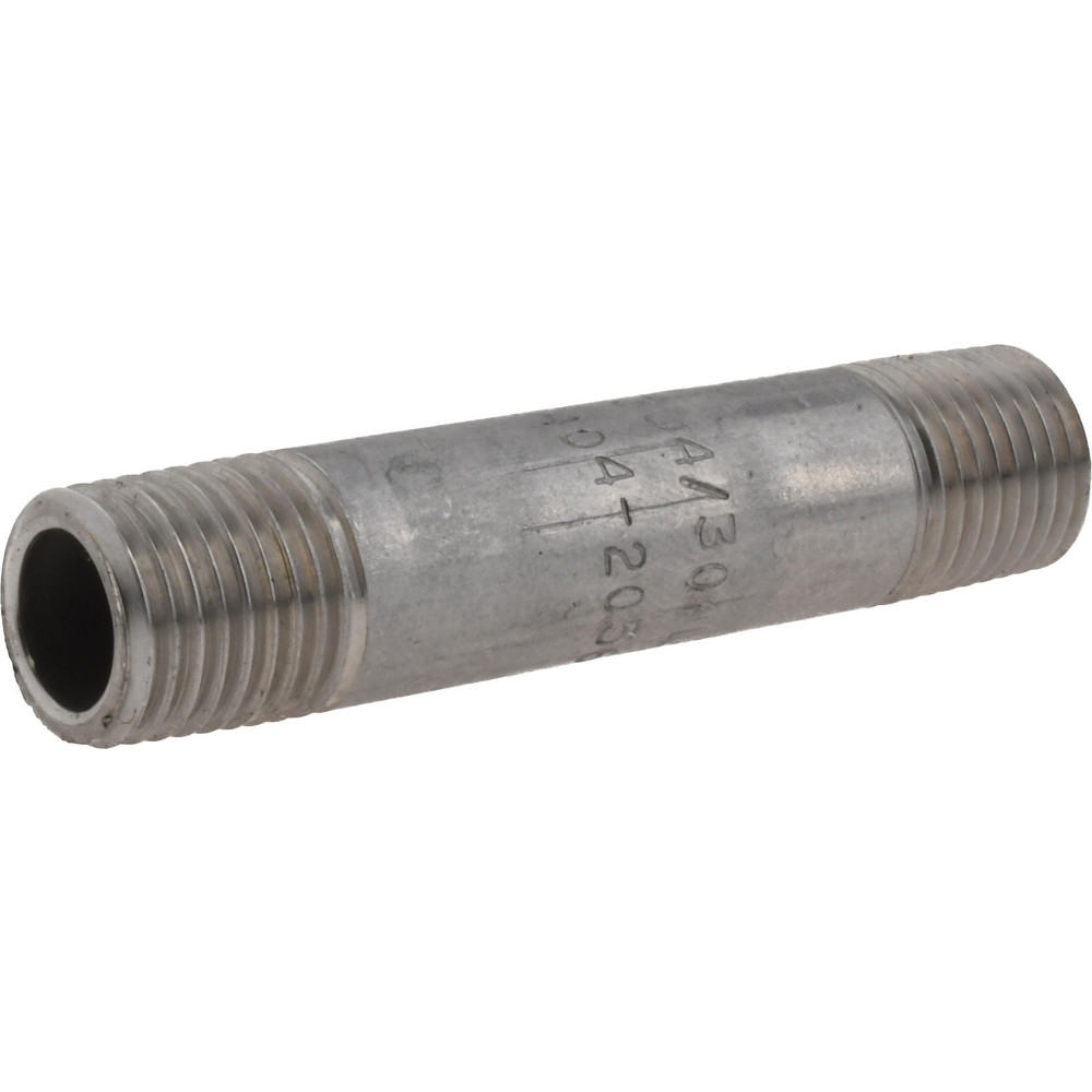 Merit Brass Stainless Steel Pipe Nipple: 1/4" Pipe, Grade 304 & 304L - 4004-250