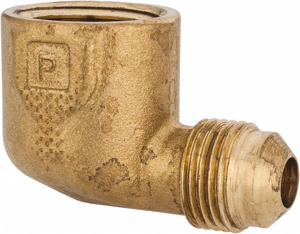 Parker Brass Flared Tube Female Connector: 1/2" OD, 1/2-14 Thread, 45 deg Flared Angle - 46F-8-8