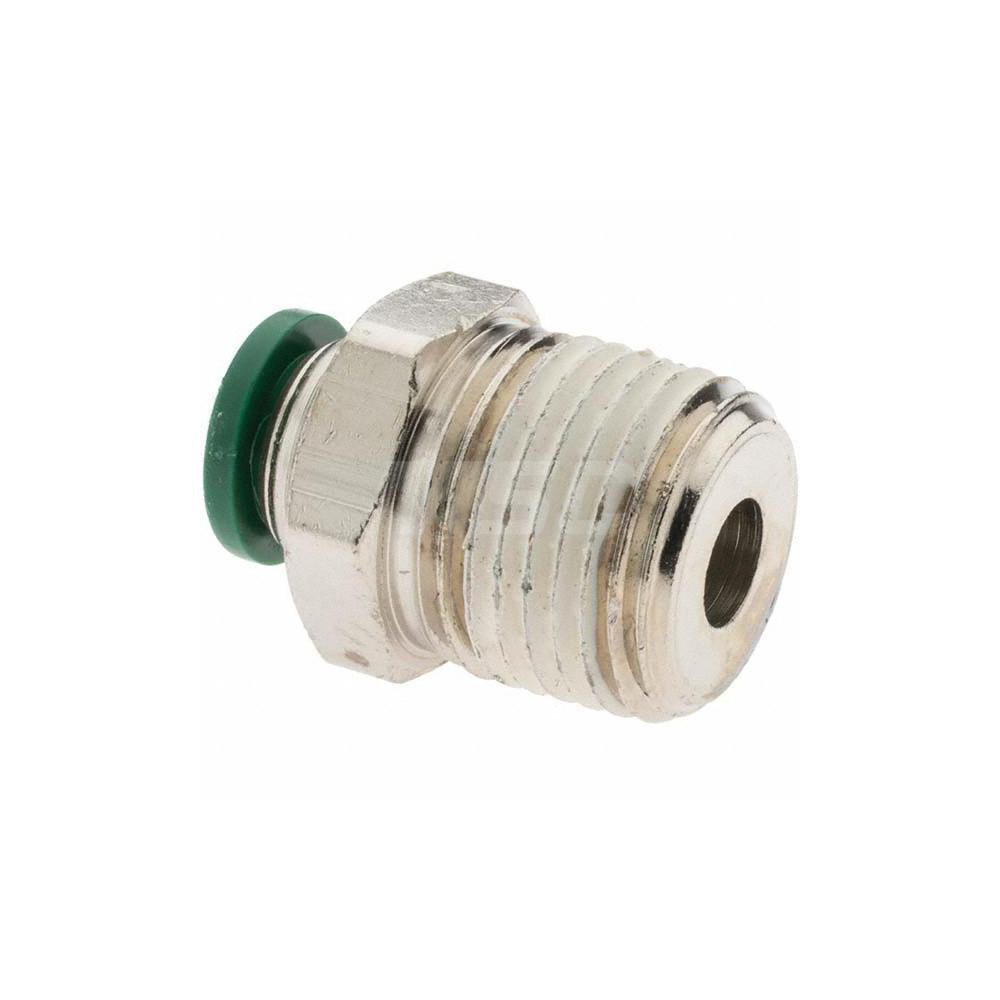 Parker Push-to-Connect Tube x MNPT x Tube x Male Fitting: Connector, NPTF, 3/8" OD - 12519