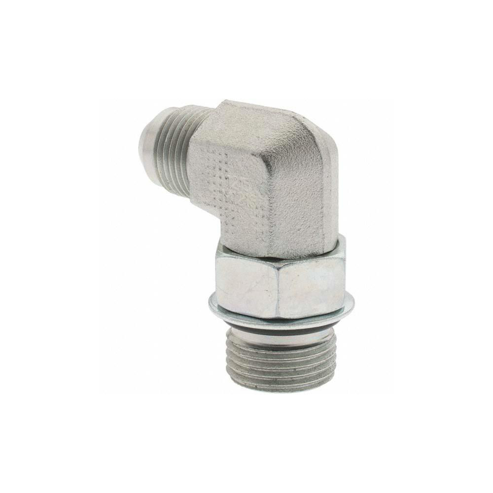 Parker Steel Flared Tube 90 Deg Straight Thread Elbow: 1/2" OD, 7/8-14 Thread, 37 deg Flared Angle - KP65469