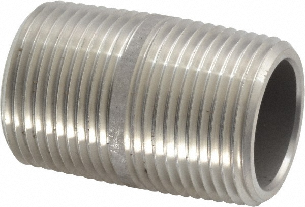 Merit Brass Stainless Steel Pipe Nipple: 1" Pipe, Grade 316 & 316L - 6516-300