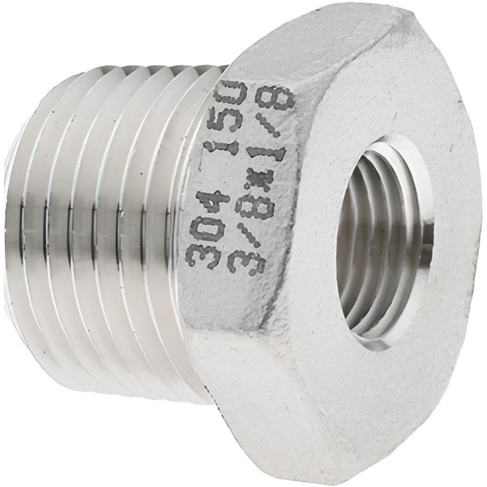 Merit Brass Pipe Bushing: 3/8 x 1/8", 304 Stainless Steel - K414-0602