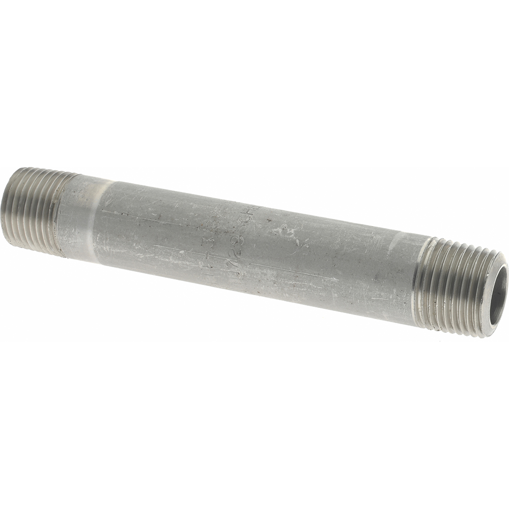 Merit Brass Stainless Steel Pipe Nipple: 3/8" Pipe, Grade 316 & 316L - 6506-600
