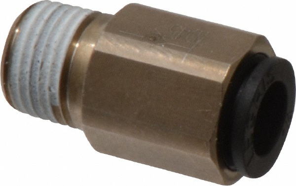 Norgren Push-to-Connect Tube x MNPT x Tube x Male Fitting: Fixed Elbow, NPTF, 1/4" OD - 124450428