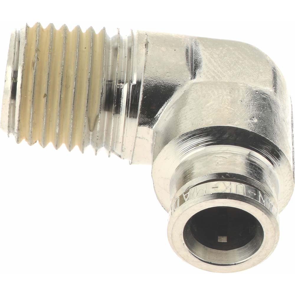 Norgren Push-to-Connect Tube x MNPT x Tube x Male Fitting: Fixed Elbow, NPTF, 1/4" OD - 124450428