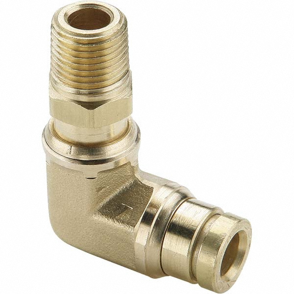 Norgren Push-to-Connect Tube x MNPT x Tube x Male Fitting: Fixed Elbow, NPTF, 1/4" OD - 124450428
