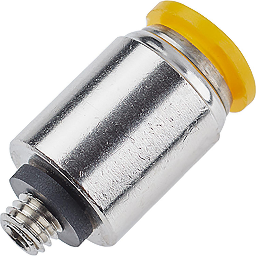 Parker Push-to-Connect Push-to-Connect x Male BSPP Fitting: Round Body Connector, 1/8 Thread, BSPP, 4 mm OD - 68PLPR-4M-2G