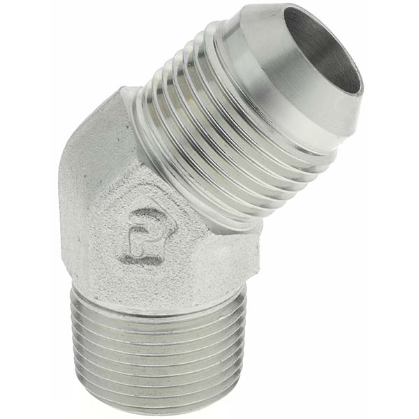 Parker Steel Flared Tube 45 Deg Connector: 3/4" OD, 3/4-14 Thread, 37 deg Flared Angle - KP65772