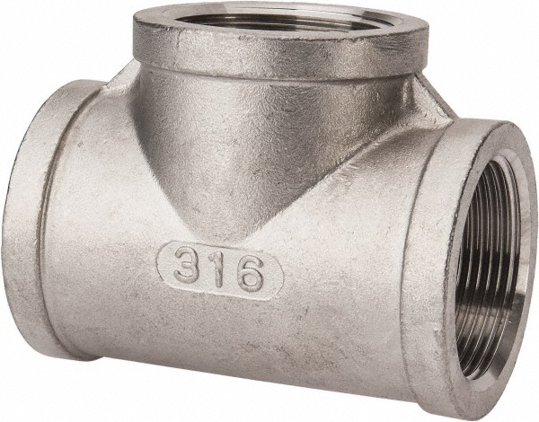 Merit Brass Pipe Tee: 1-1/2", 316 Stainless Steel - K606-24