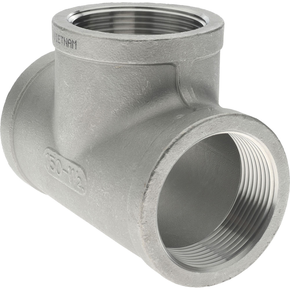 Merit Brass Pipe Tee: 1-1/2", 316 Stainless Steel - K606-24