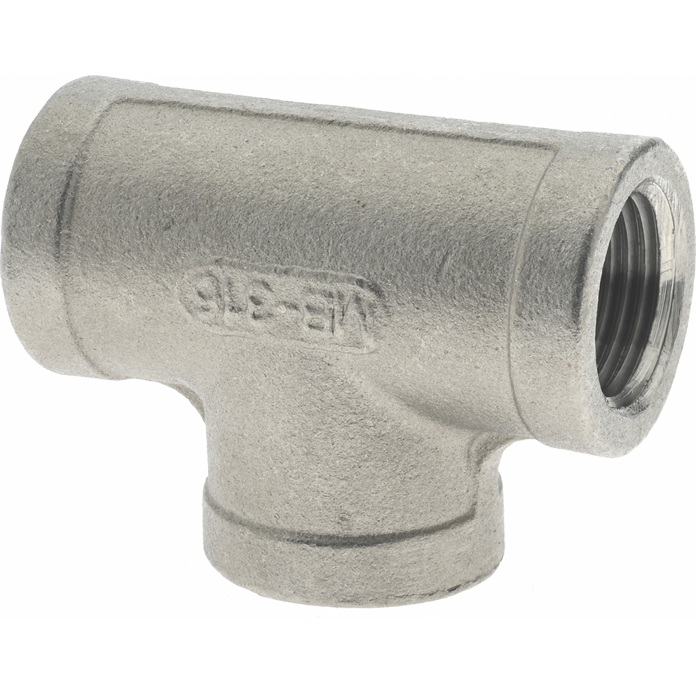 Merit Brass Pipe Tee: 1-1/2", 316 Stainless Steel - K606-24