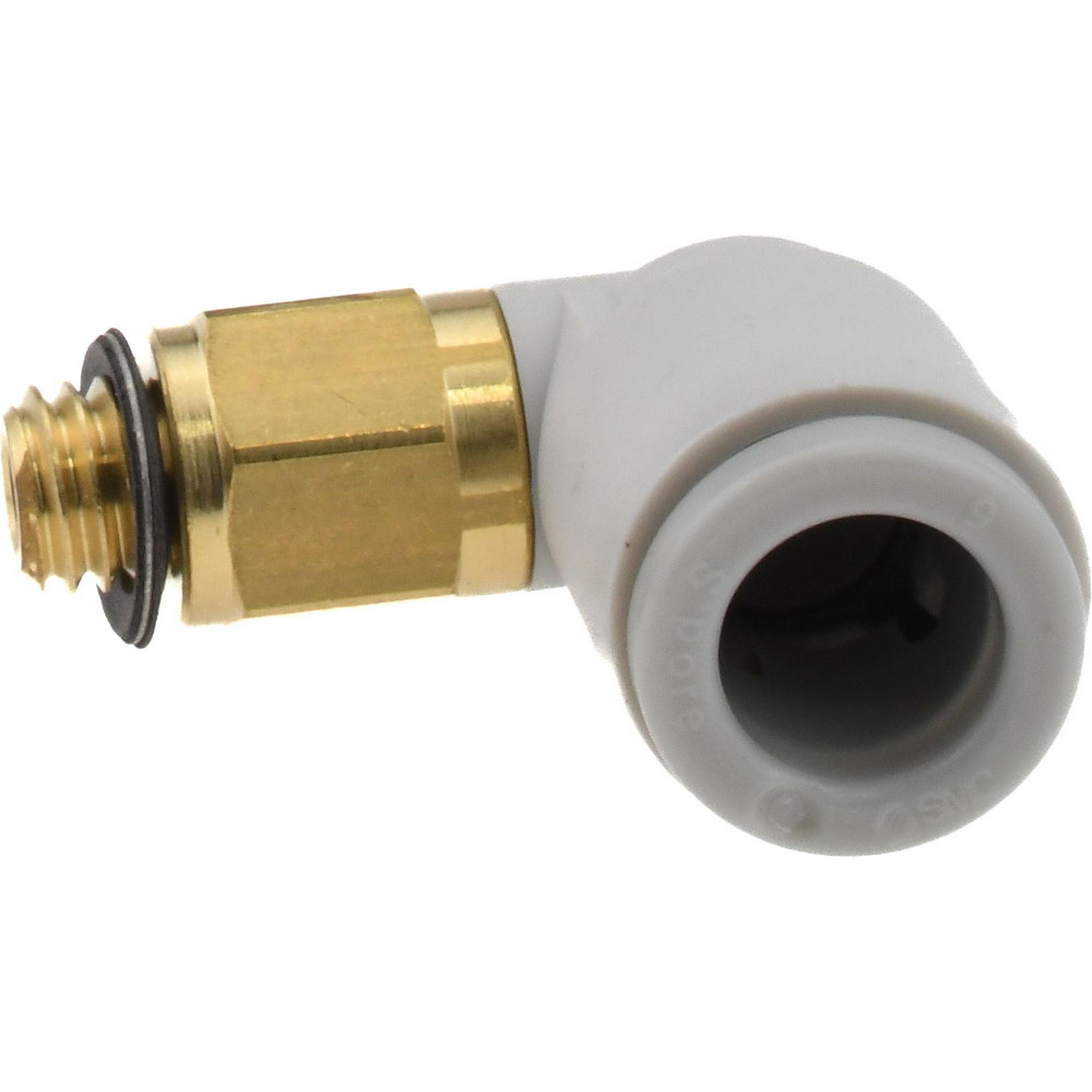 SMC PNEUMATICS Push-to-Connect Push-to-Connect Fitting: Elbow, M5x0.8 Thread, 6.00 mm OD - KQ2L06-M5A