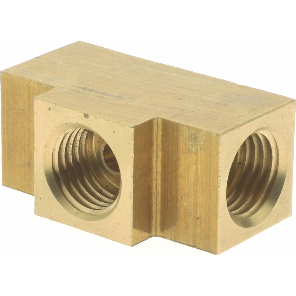 Eaton Brass Flared Tube Inverted Union Tee: 3/16" OD, 3/8-24 Thread, 45 deg Flared Angle - 702X3