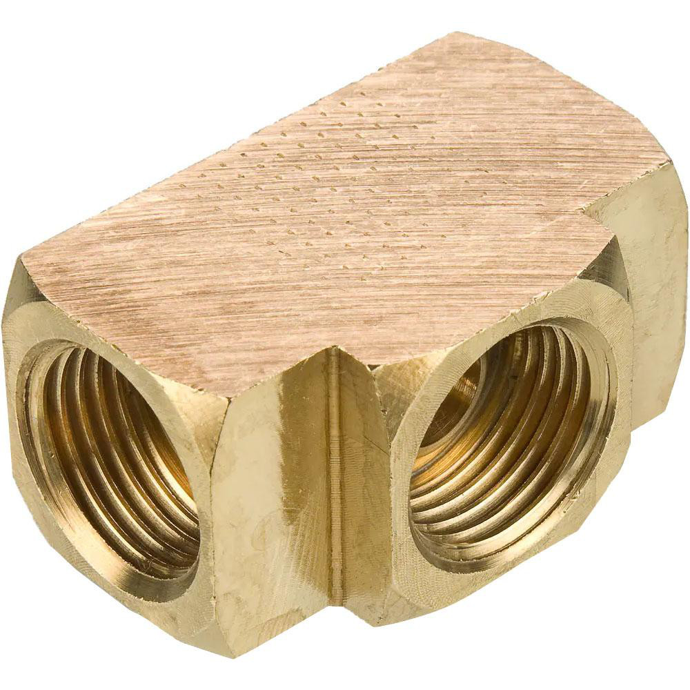Eaton Brass Flared Tube Inverted Union Tee: 3/16" OD, 3/8-24 Thread, 45 deg Flared Angle - 702X3
