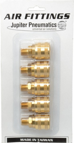 Value Collection 5 Piece 1/4" Body 1/4 NPT 145 psi Brass Industrial Pneumatic Coupling Plug Set - 2341082511