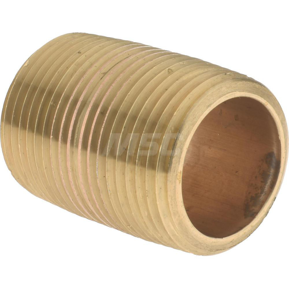 Merit Brass Brass Pipe Nipple: Threaded on Both Ends, 1-3/8" OAL, 3/4" NPT - 2112-001