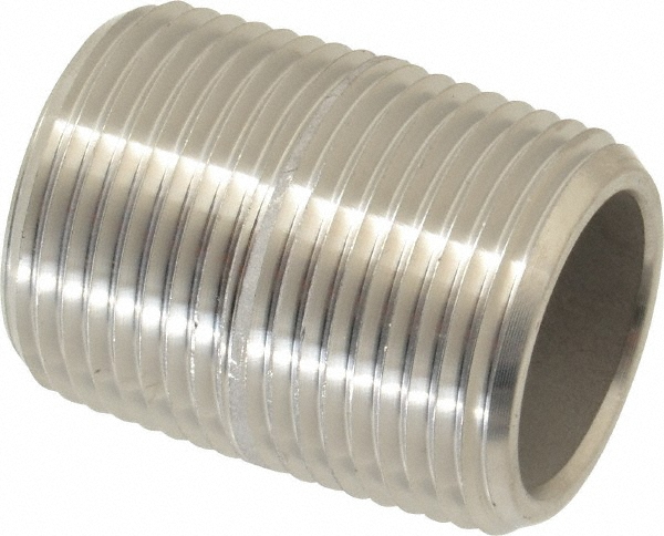 Merit Brass Stainless Steel Pipe Nipple: 3/4" Pipe, Grade 304 & 304L - 4512-300