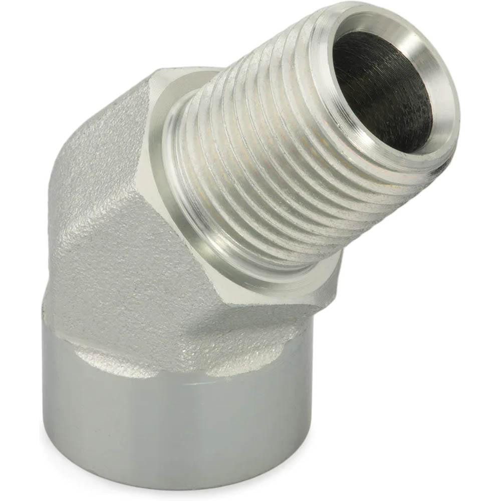 Parker Industrial Pipe 45 ° Street Elbow: 1/4" Female Thread, 1/4" Male Thread, MNPTF x FNPTF - KP79127