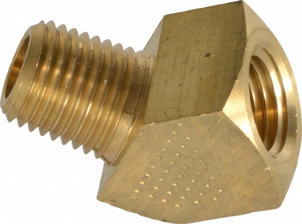 Parker Industrial Pipe 45 ° Street Elbow: 1/4" Female Thread, 1/4" Male Thread, MNPTF x FNPTF - KP79127