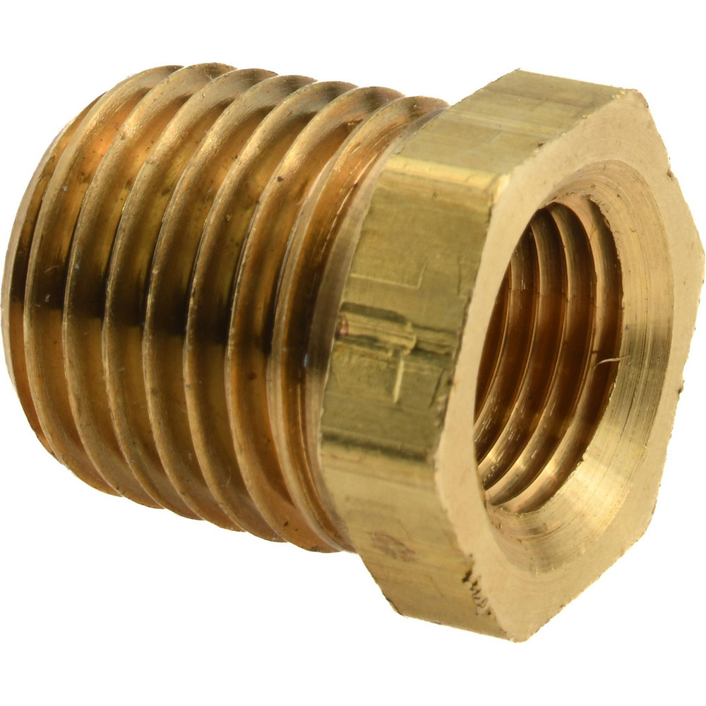Merit Brass Brass Pipe Bushing: 1/4 x 1/8" Fitting, Threaded, MNPT x FNPT, Class 125, Lead Free - NLBS114-0402