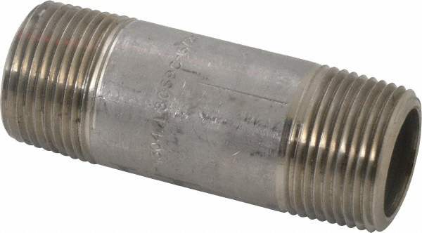 Merit Brass Stainless Steel Pipe Nipple: 1" Pipe, Grade 304 & 304L - 4516-350