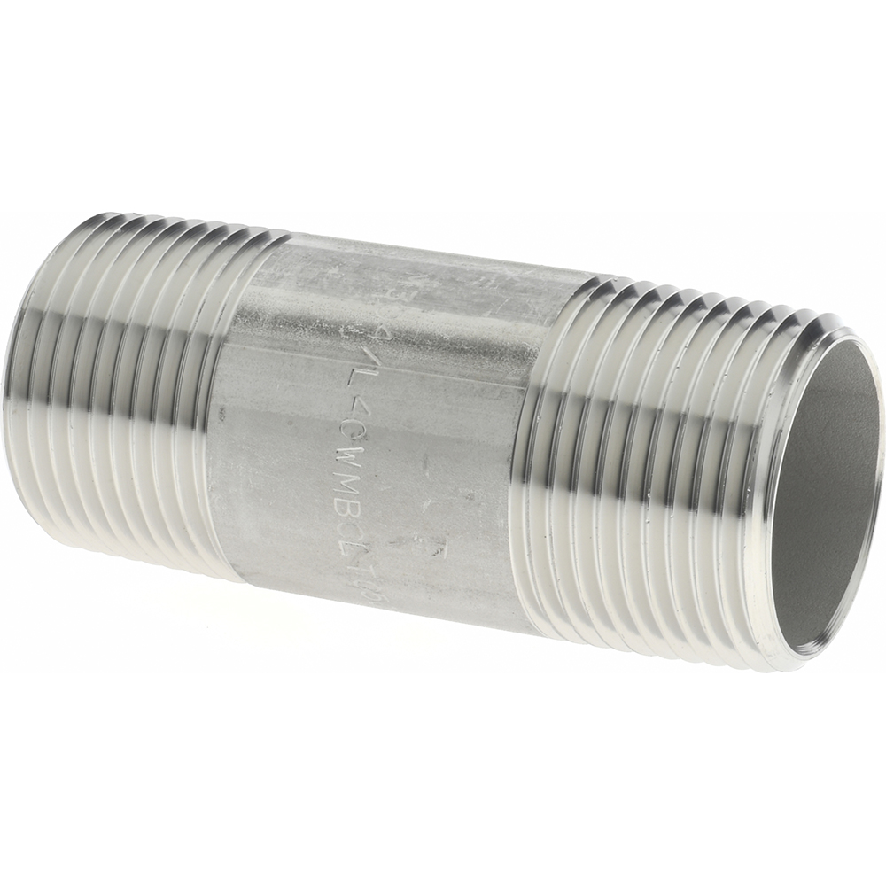 Merit Brass Stainless Steel Pipe Nipple: 1" Pipe, Grade 304 & 304L - 4516-350
