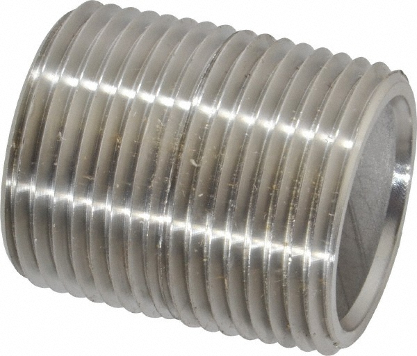 Merit Brass Stainless Steel Pipe Nipple: 1" Pipe, Grade 304 & 304L - 4516-350