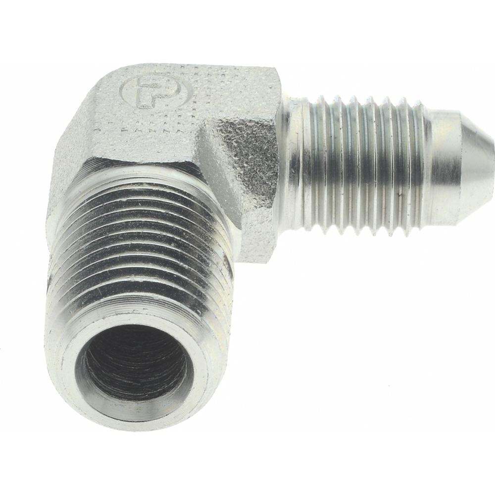 Parker Steel Flared Tube 90 Deg Male Elbow: 1/4" OD, 37 deg Flared Angle - 4-4 CTX-S