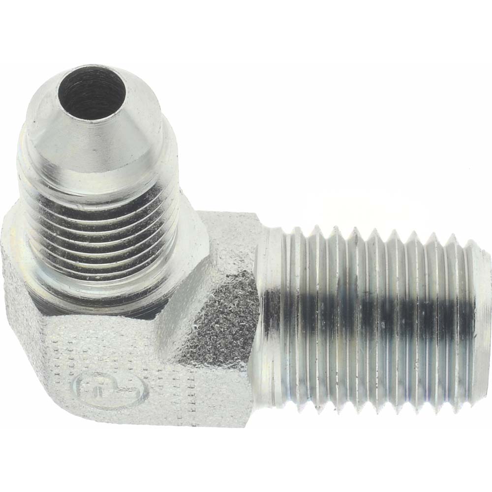 Parker Steel Flared Tube 90 Deg Male Elbow: 1/4" OD, 37 deg Flared Angle - 4-4 CTX-S