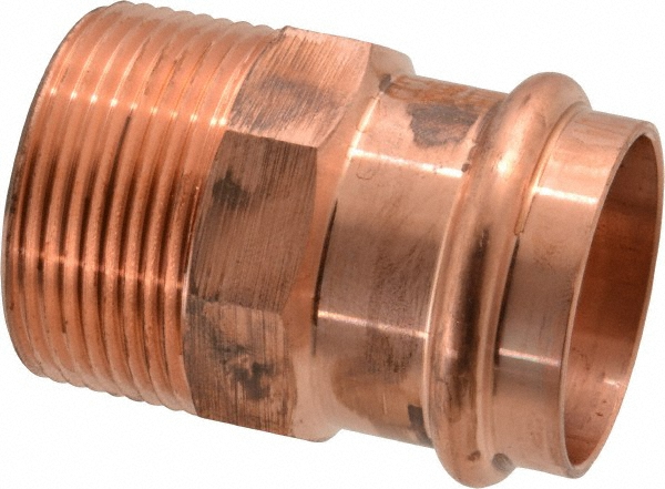 NIBCO Wrot Copper Pipe Adapter: 1/2" x 3/4" Fitting, P x M, Press Fitting, Lead Free - 9030750PC