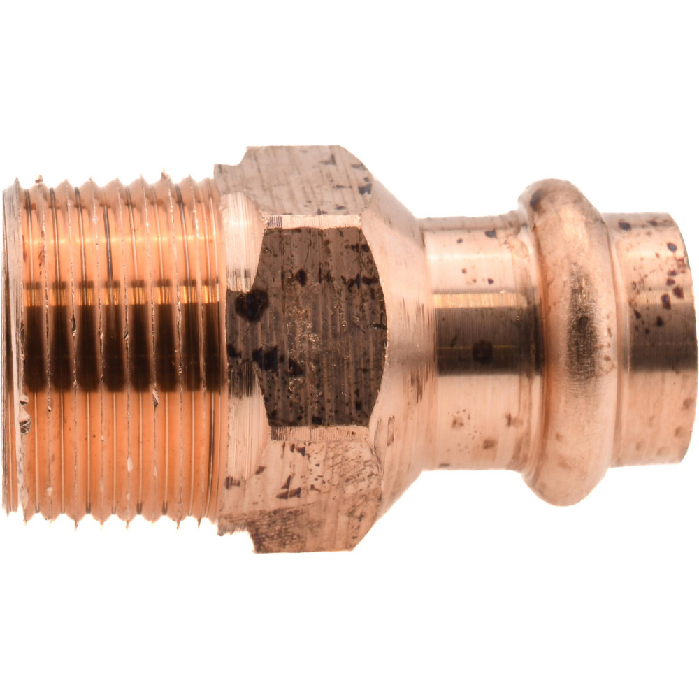 NIBCO Wrot Copper Pipe Adapter: 1/2" x 3/4" Fitting, P x M, Press Fitting, Lead Free - 9030750PC