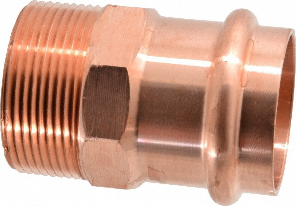 NIBCO Wrot Copper Pipe Adapter: 1/2" x 3/4" Fitting, P x M, Press Fitting, Lead Free - 9030750PC