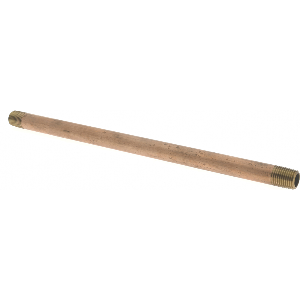 Merit Brass Brass Pipe Nipple: Threaded on Both Ends, 10" OAL, 1/8" NPT - 2002-1000