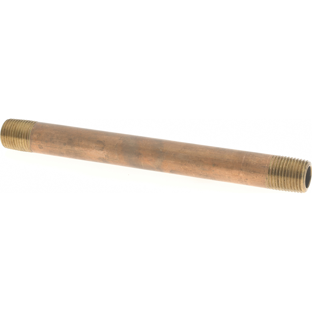 Merit Brass Brass Pipe Nipple: Threaded on Both Ends, 10" OAL, 1/8" NPT - 2002-1000