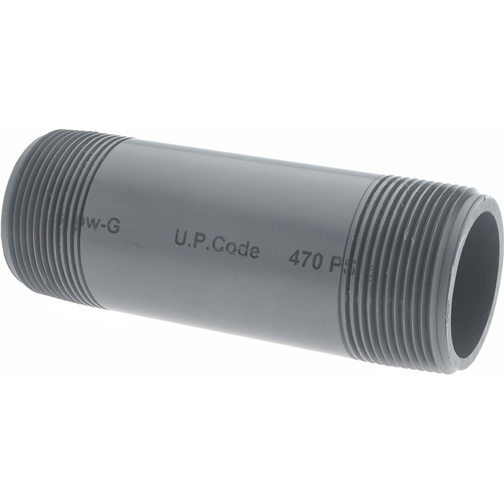 Value Collection 1-1/2" Pipe, 2-1/2" Long PVC Threaded Plastic Pipe Nipple - 886-025