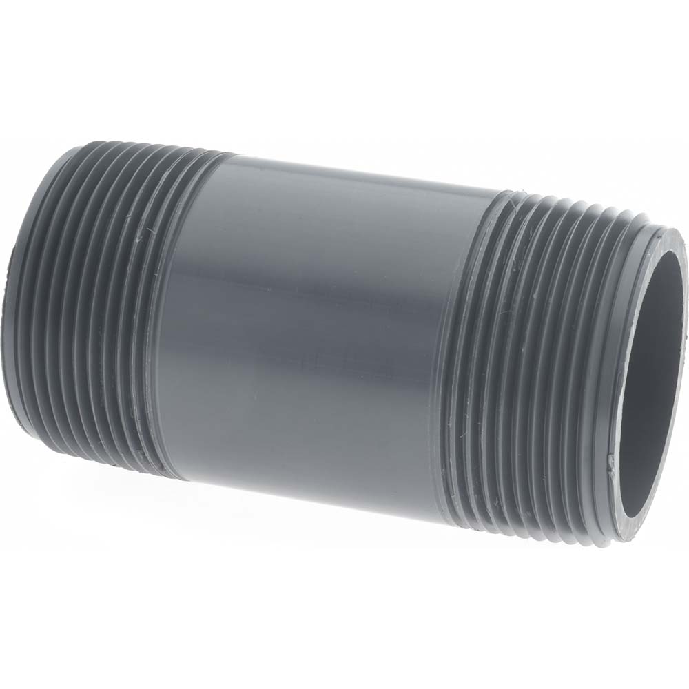 Value Collection 1-1/2" Pipe, 2-1/2" Long PVC Threaded Plastic Pipe Nipple - 886-025