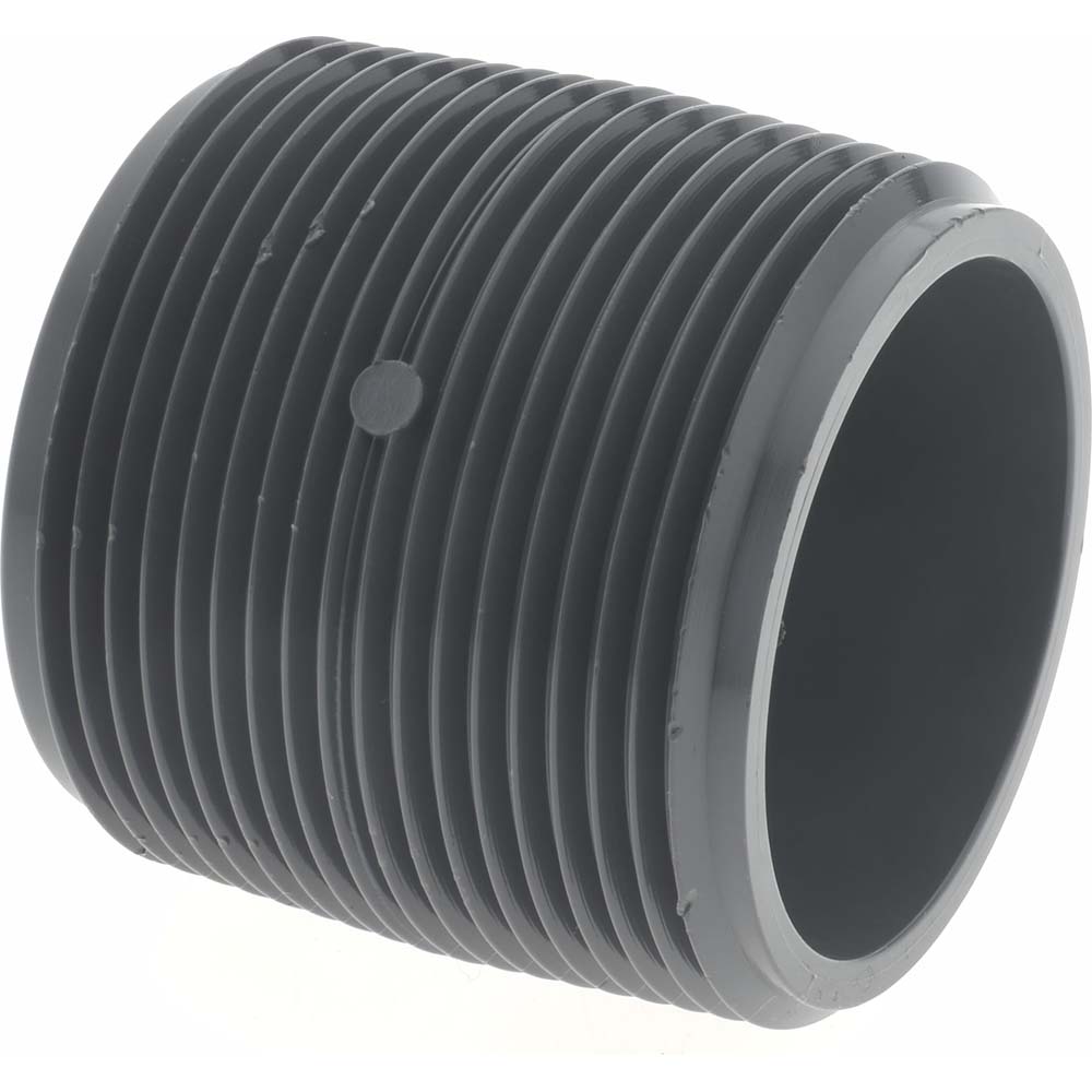 Value Collection 1-1/2" Pipe, 2-1/2" Long PVC Threaded Plastic Pipe Nipple - 886-025