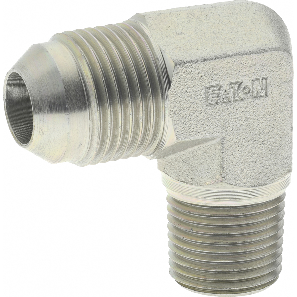 Eaton Steel Flared Tube 90 Deg Male Elbow: 3/8" OD, 37 deg Flared Angle - 2024-8-6S