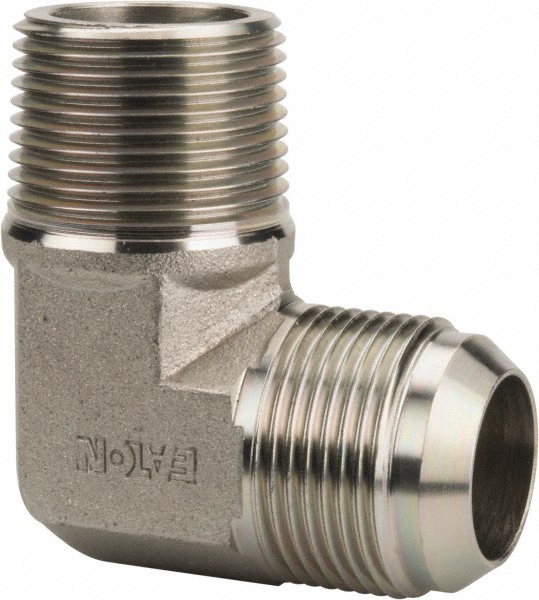 Eaton Steel Flared Tube 90 Deg Male Elbow: 3/8" OD, 37 deg Flared Angle - 2024-8-6S