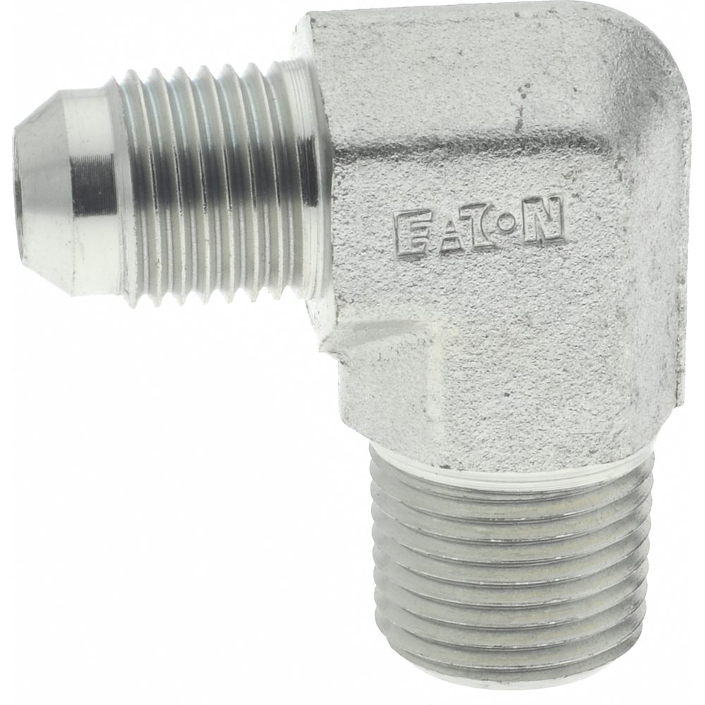 Eaton Steel Flared Tube 90 Deg Male Elbow: 3/8" OD, 37 deg Flared Angle - 2024-8-6S