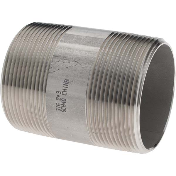 Merit Brass Stainless Steel Pipe Nipple: 2" Pipe, Grade 316 & 316L - 6032-300