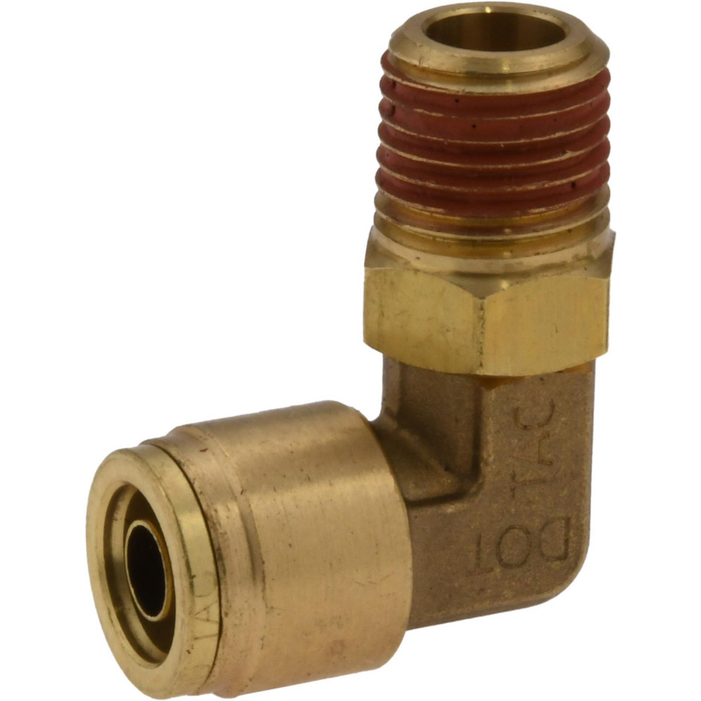 Parker Push-to-Connect Push-to-Connect x Male NPTF Fitting: 90 deg Elbow, 3/8 Thread, NPTF, 1/4" OD - 169PTC-4-6