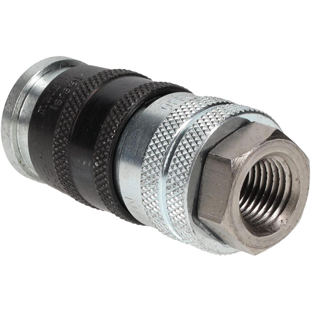 Parker Pneumatic Hose Coupling: 1/2-14, 3/8" Body Dia, Industrial Interchange - H3E-F
