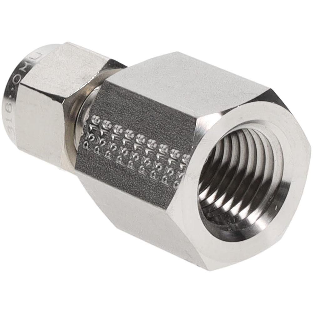 Parker Compression Tube Connector: 1/4-18, 1/4" Tube OD, Compression x FNPT - 4FSC4N-316