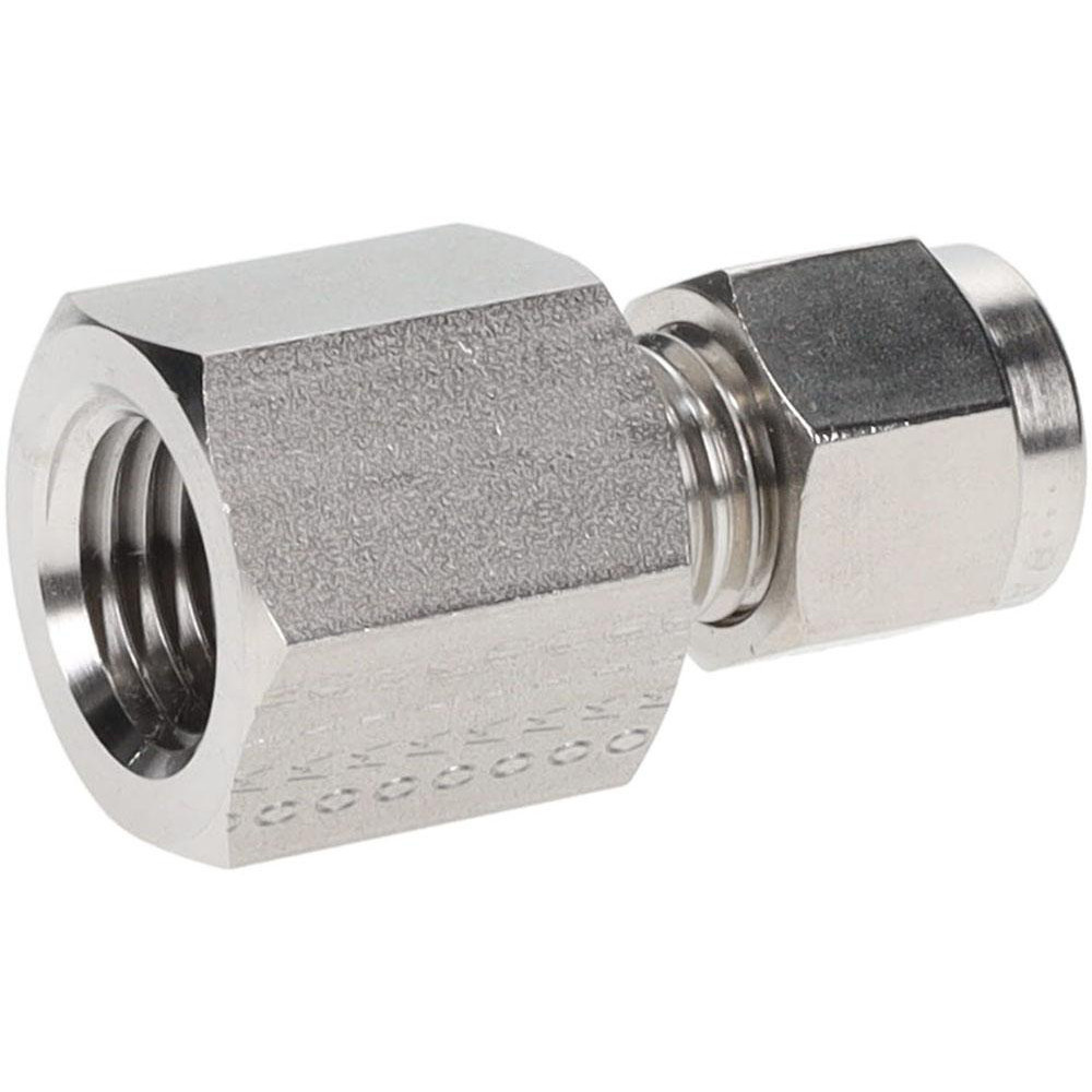 Parker Compression Tube Connector: 1/4-18, 1/4" Tube OD, Compression x FNPT - 4FSC4N-316
